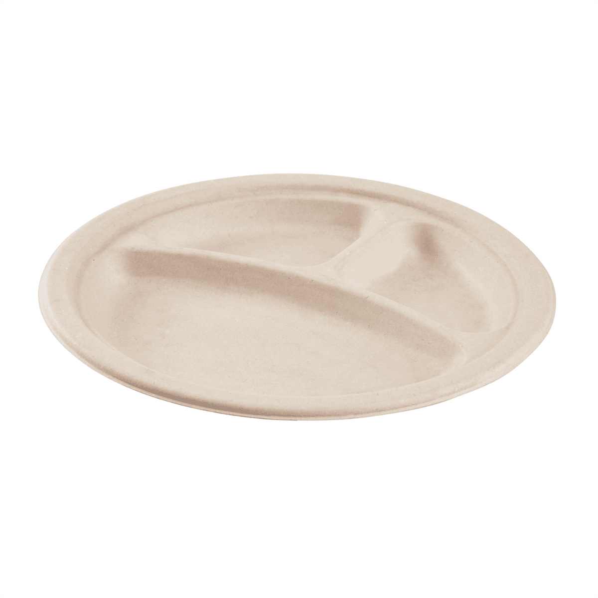 Karat Earth 3 Compartments, 9'' Molded Fiber Round Plates, PFAS Free, Natural — 500 pcs — product photo 6