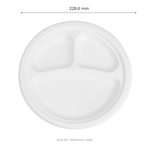 Karat Earth 3 Compartments, 9'' Molded Fiber Round Plates, PFAS Free, White — 500 pcs — product photo 3
