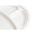 Karat Earth 3 Compartments, 9'' Molded Fiber Round Plates, PFAS Free, White — 500 pcs — product photo 4