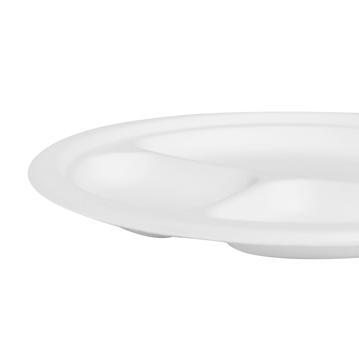 Karat Earth 3 Compartments, 9'' Molded Fiber Round Plates, PFAS Free, White — 500 pcs — product photo 5
