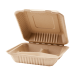 Karat Earth 3 Compartments, 9''x9'' Molded Fiber Hinged Containers, PFAS Free, Natural — 200 pcs — product photo 2