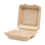 Karat Earth 3 Compartments, 9''x9'' Molded Fiber Hinged Containers, PFAS Free, Natural — 200 pcs — product photo 3