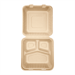 Karat Earth 3 Compartments, 9''x9'' Molded Fiber Hinged Containers, PFAS Free, Natural — 200 pcs — product photo 8