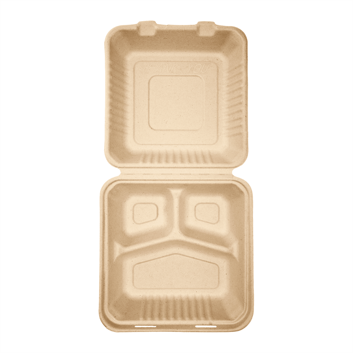 Karat Earth 3 Compartments, 9''x9'' Molded Fiber Hinged Containers, PFAS Free, Natural — 200 pcs — product photo 8