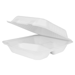 Karat Earth 3 Compartments, 9''x9'' Molded Fiber Hinged Containers, PFAS Free, White — 200 pcs — product photo 2