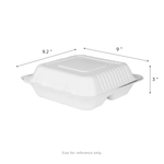 Karat Earth 3 Compartments, 9''x9'' Molded Fiber Hinged Containers, PFAS Free, White — 200 pcs — product photo 3