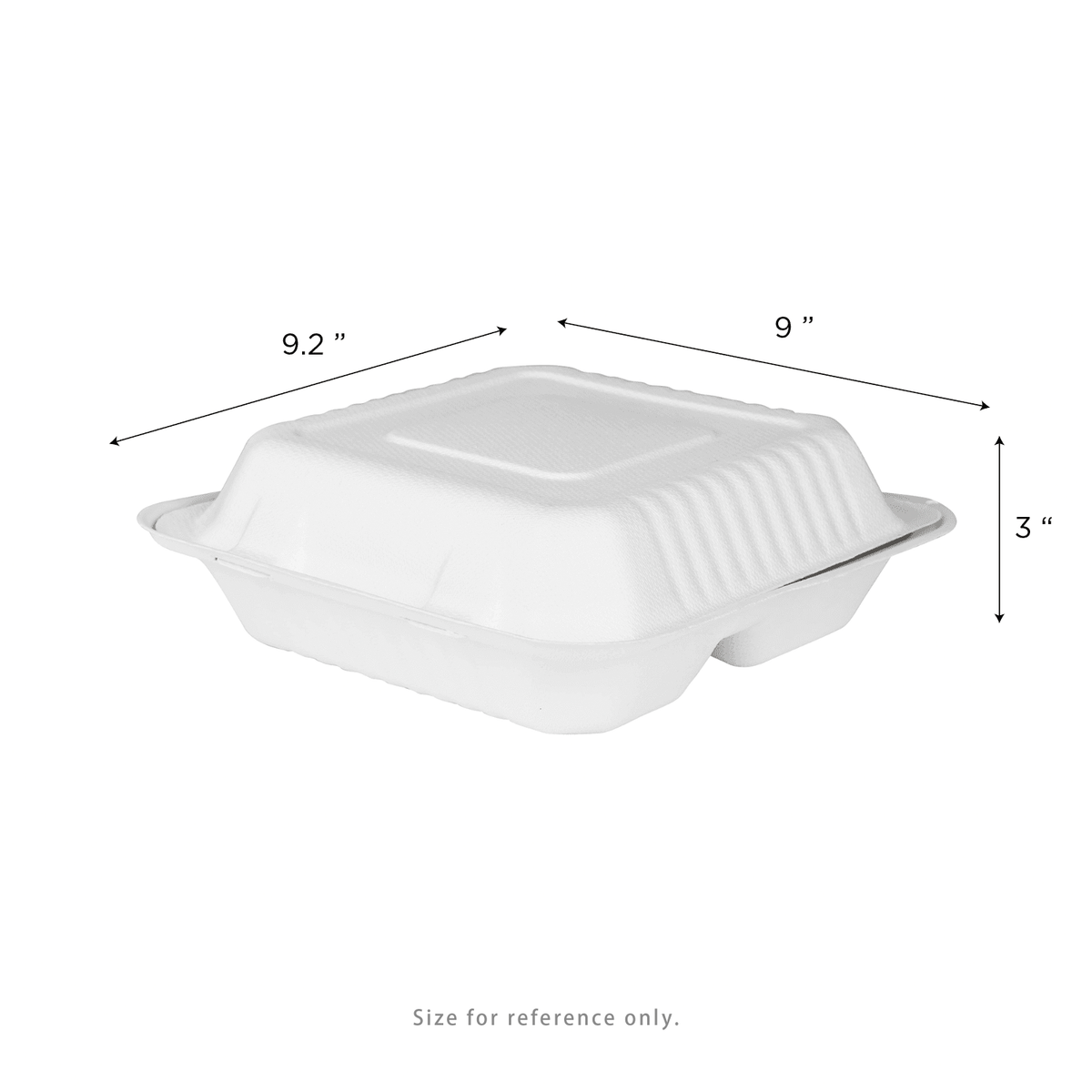 Karat Earth 3 Compartments, 9''x9'' Molded Fiber Hinged Containers, PFAS Free, White — 200 pcs — product photo 3
