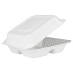 Karat Earth 3 Compartments, 9''x9'' Molded Fiber Hinged Containers, PFAS Free, White — 200 pcs — product photo 4