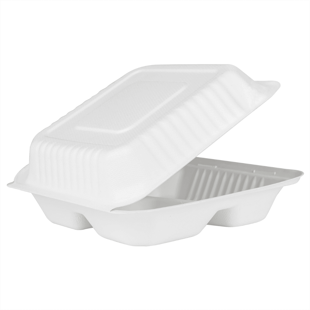 Karat Earth 3 Compartments, 9''x9'' Molded Fiber Hinged Containers, PFAS Free, White — 200 pcs — product photo 4