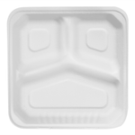 Karat Earth 3 Compartments, 9''x9'' Molded Fiber Hinged Containers, PFAS Free, White — 200 pcs — product photo 7