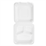 Karat Earth 3 Compartments, 9''x9'' Molded Fiber Hinged Containers, PFAS Free, White — 200 pcs — product photo 8