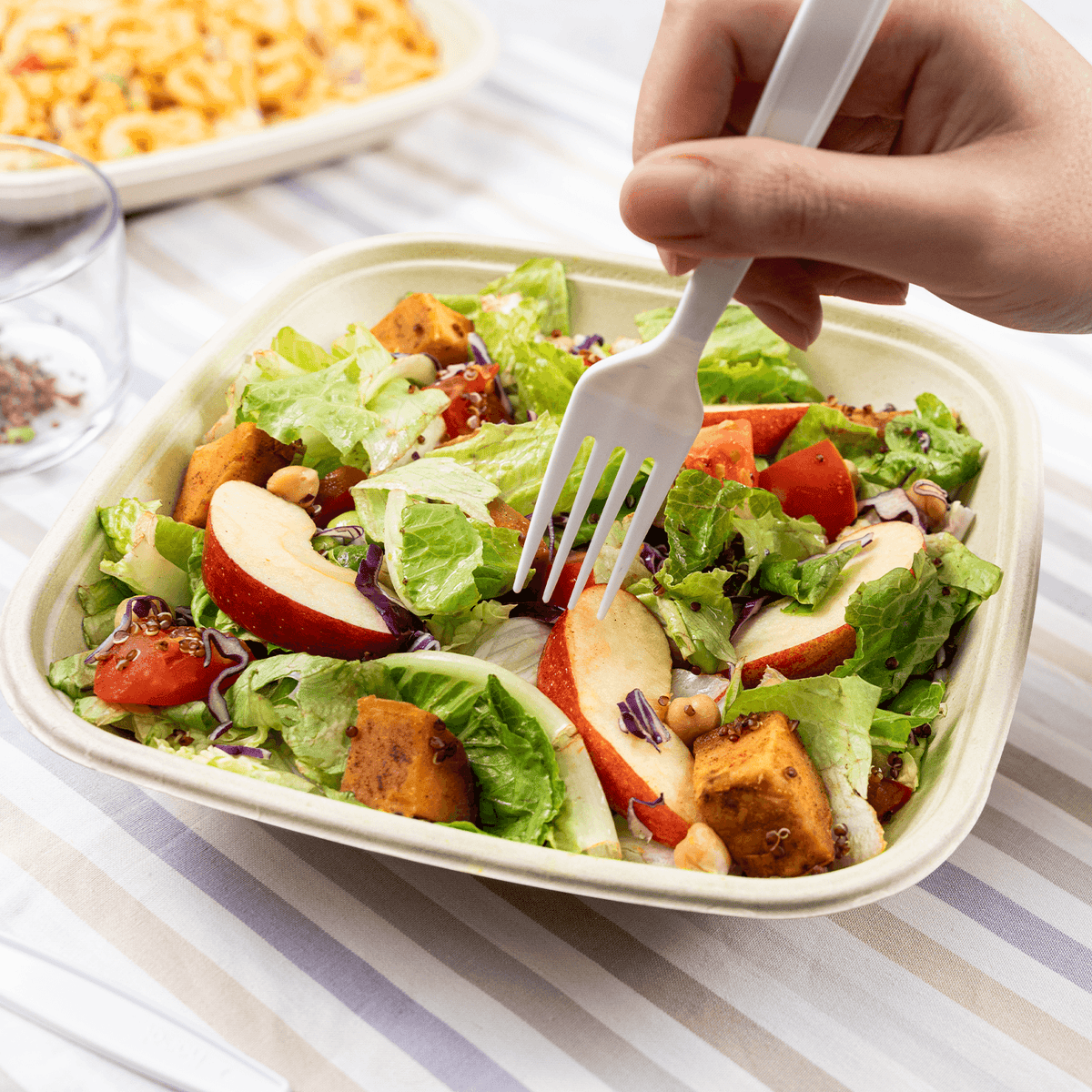 Karat Earth 32oz Molded Fiber Square Bowl, PFAS Free Containers, Natural — 300 pcs — product photo 3