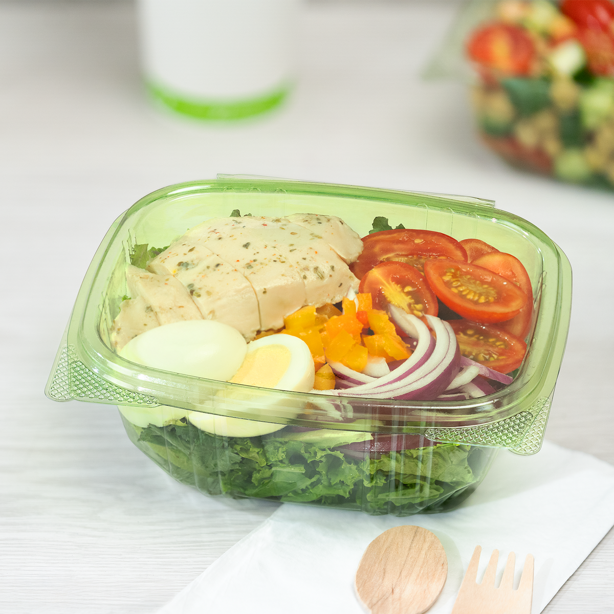 Karat Earth 32oz PLA Hinged Deli Container, Green — 200 pcs