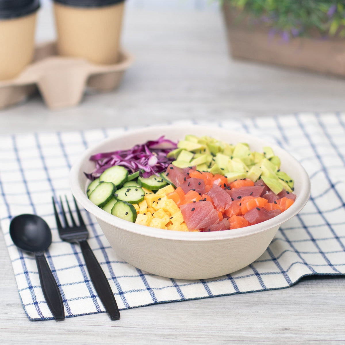 Karat Earth 40oz Molded Fiber Round Bowl, PFAS Free, Natural — 500 pcs