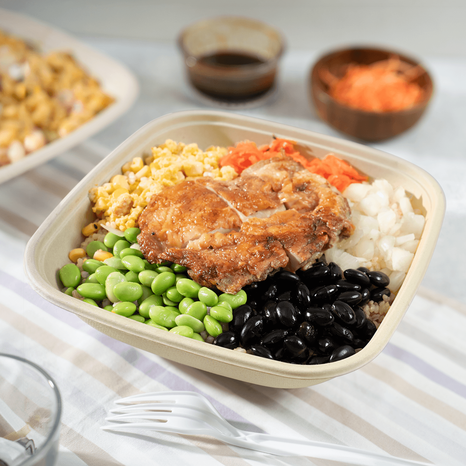 Karat Earth 48oz Molded Fiber Square Bowl, PFAS Free Containers, Natural — 300 pcs