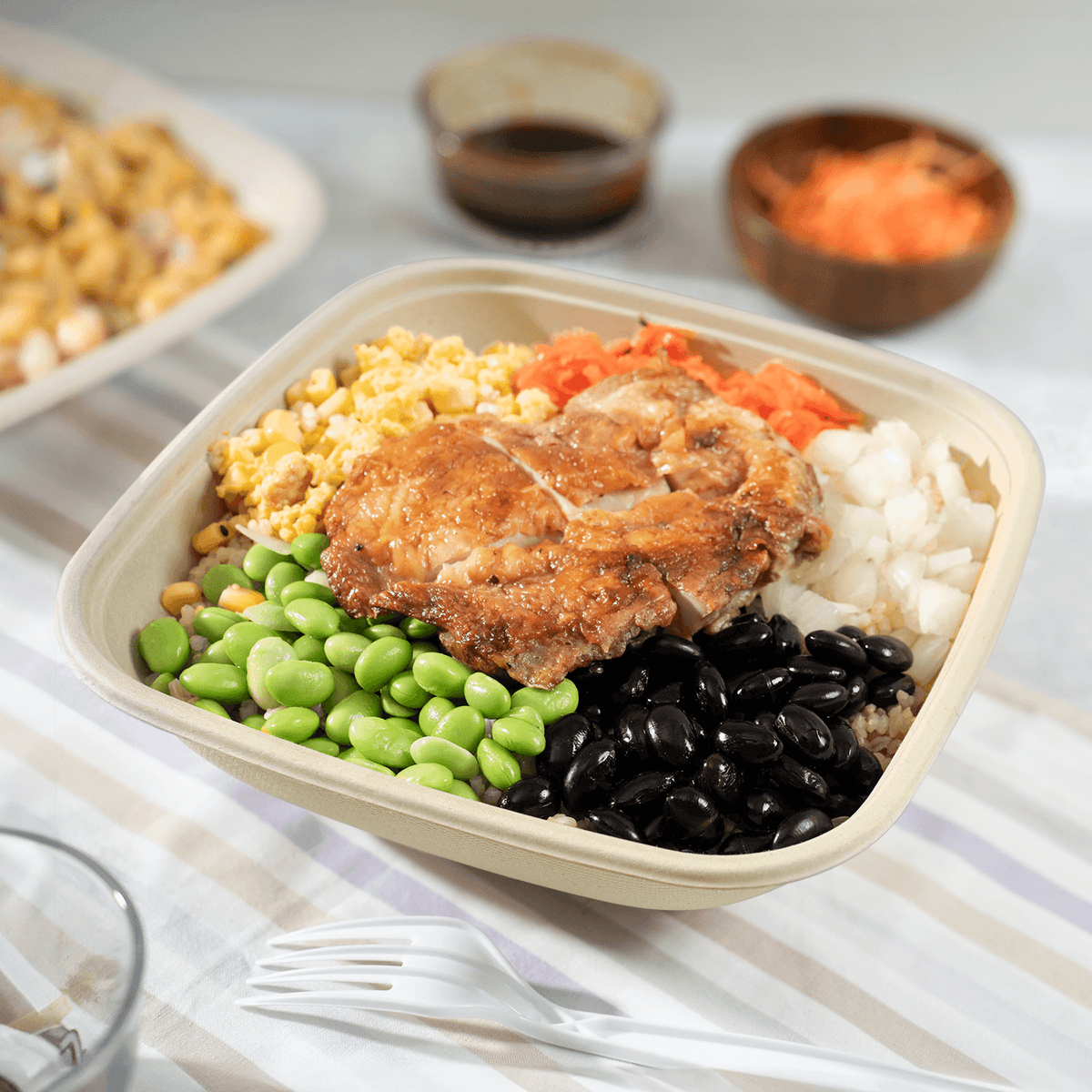 Karat Earth 48oz Molded Fiber Square Bowl, PFAS Free Containers, Natural — 300 pcs