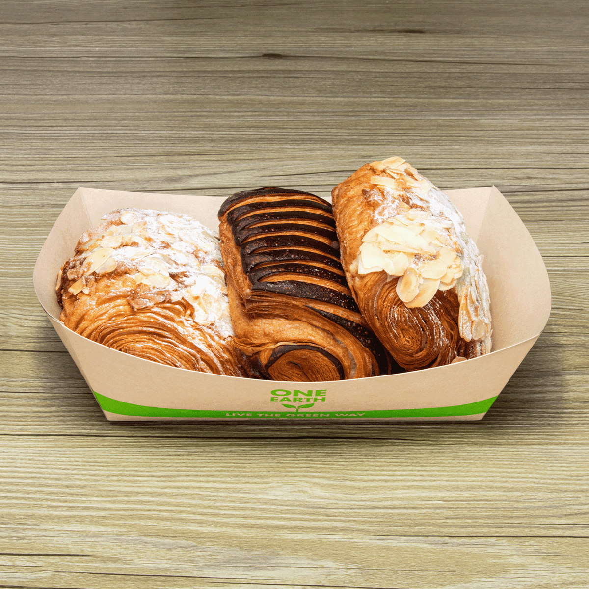 Karat Earth 5.0 lb Bamboo Natural Food Tray, Generic Print — 500 pcs — product photo 4