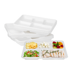 Karat Earth 5 Compartments, 10" Molded Fiber Trays, PFAS Free, White — 400 pcs — product photo 2