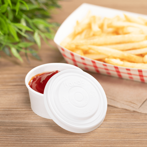 Karat Earth 62mm Compostable Flat Lid for 2 oz Eco-Friendly Paper Portion Cup — 2,000 pcs