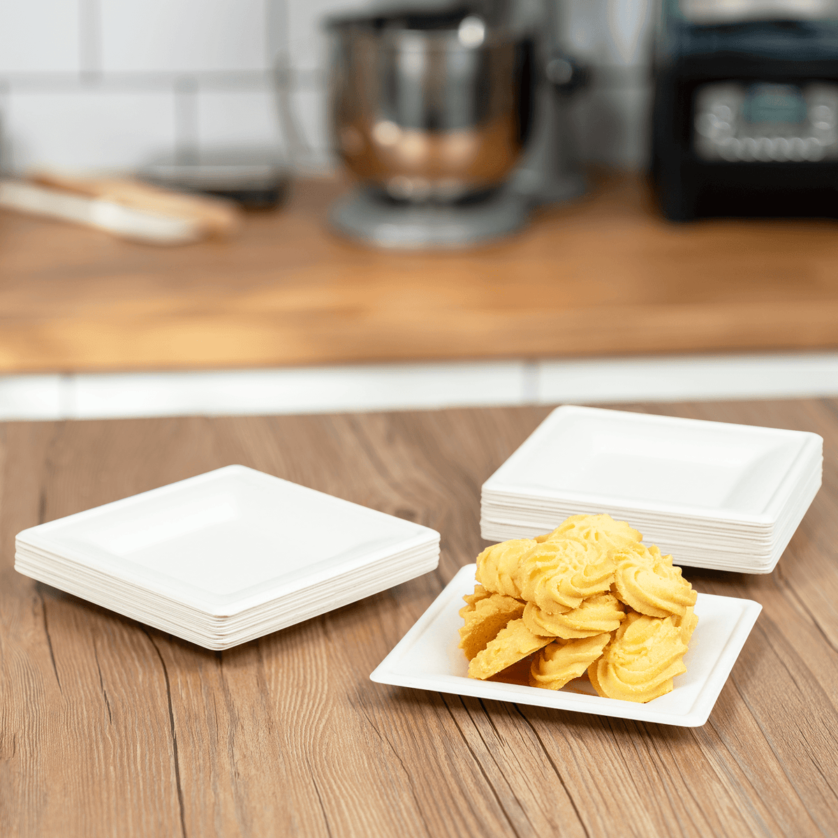 Karat Earth 6”x 6” Molded Fiber Square Plates, PFAS Free, White — 500 pcs — product photo 4