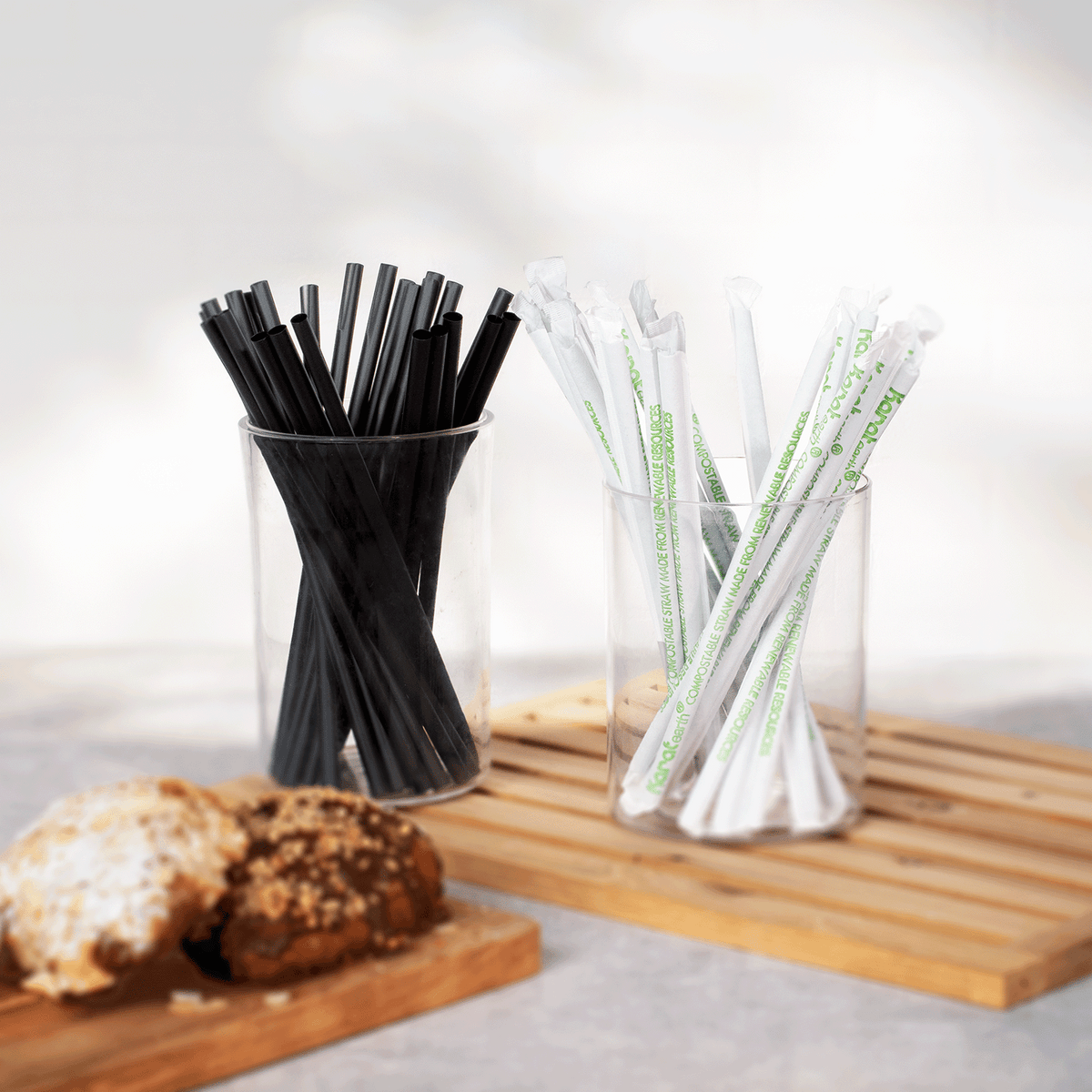 Karat Earth 8.75" Giant PLA Straw (8mm) Paper Wrapped, Black — 2,500 pcs — product photo 5