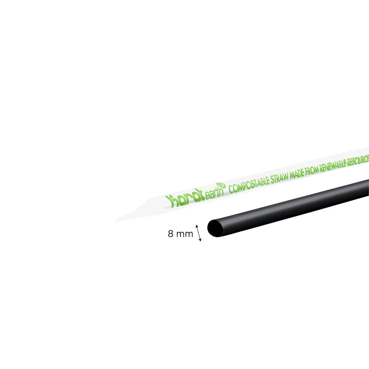 Karat Earth 8.75" Giant PLA Straw (8mm) Paper Wrapped, Black — 2,500 pcs — product photo 7