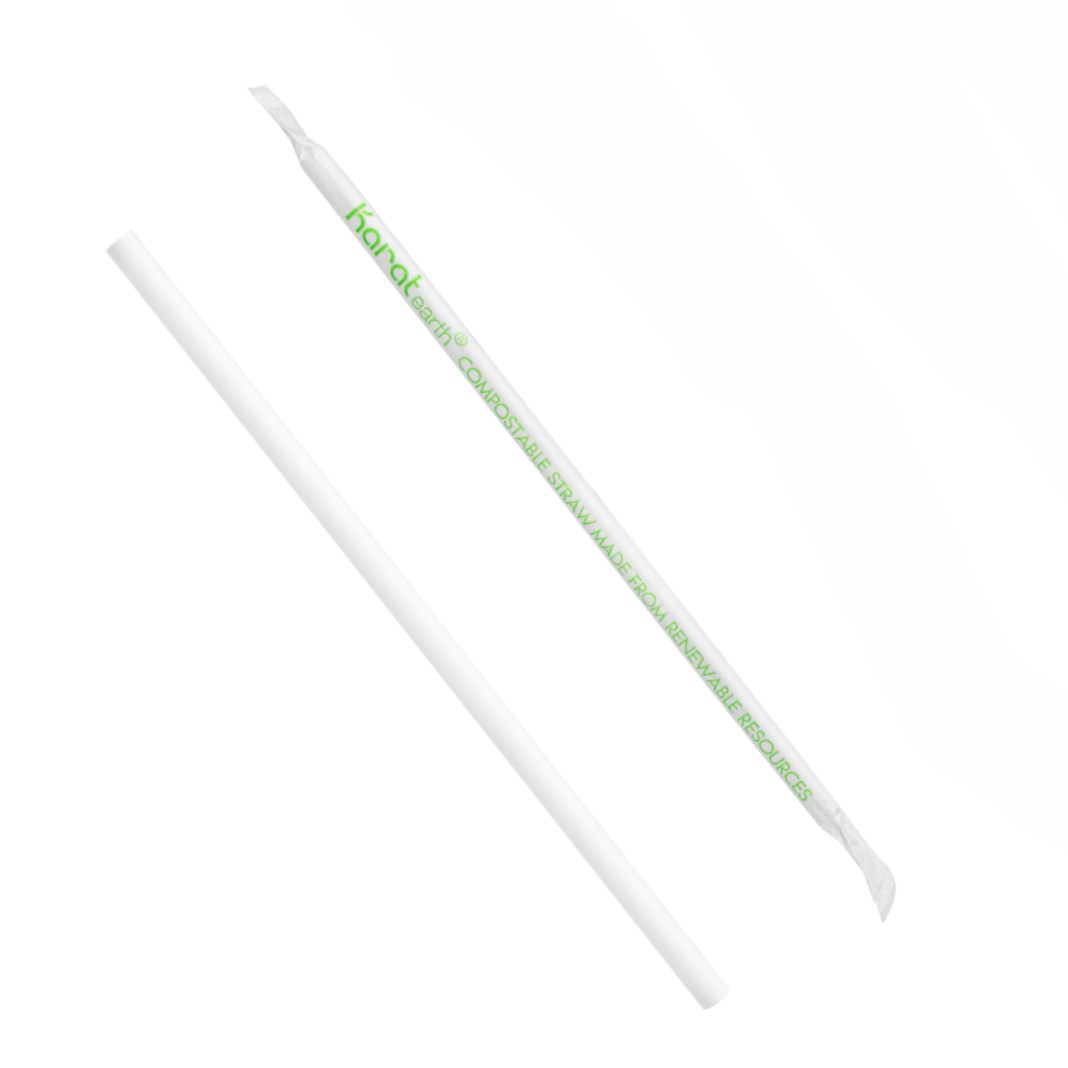 Karat Earth 8.75" PLA Giant Paper Wrapped Straw (8mm), Wihte — 2,500 pcs — product photo 2