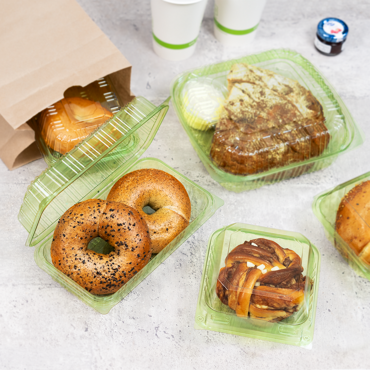 Karat Earth 8''x8'' PLA Hinged Containers, Green — 250 pcs — product photo 3