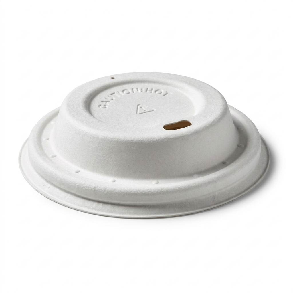 Karat Earth 80mm Bagasse Sipper Dome Lid for 8oz Hot Cup, White — 500 pcs — product photo 2