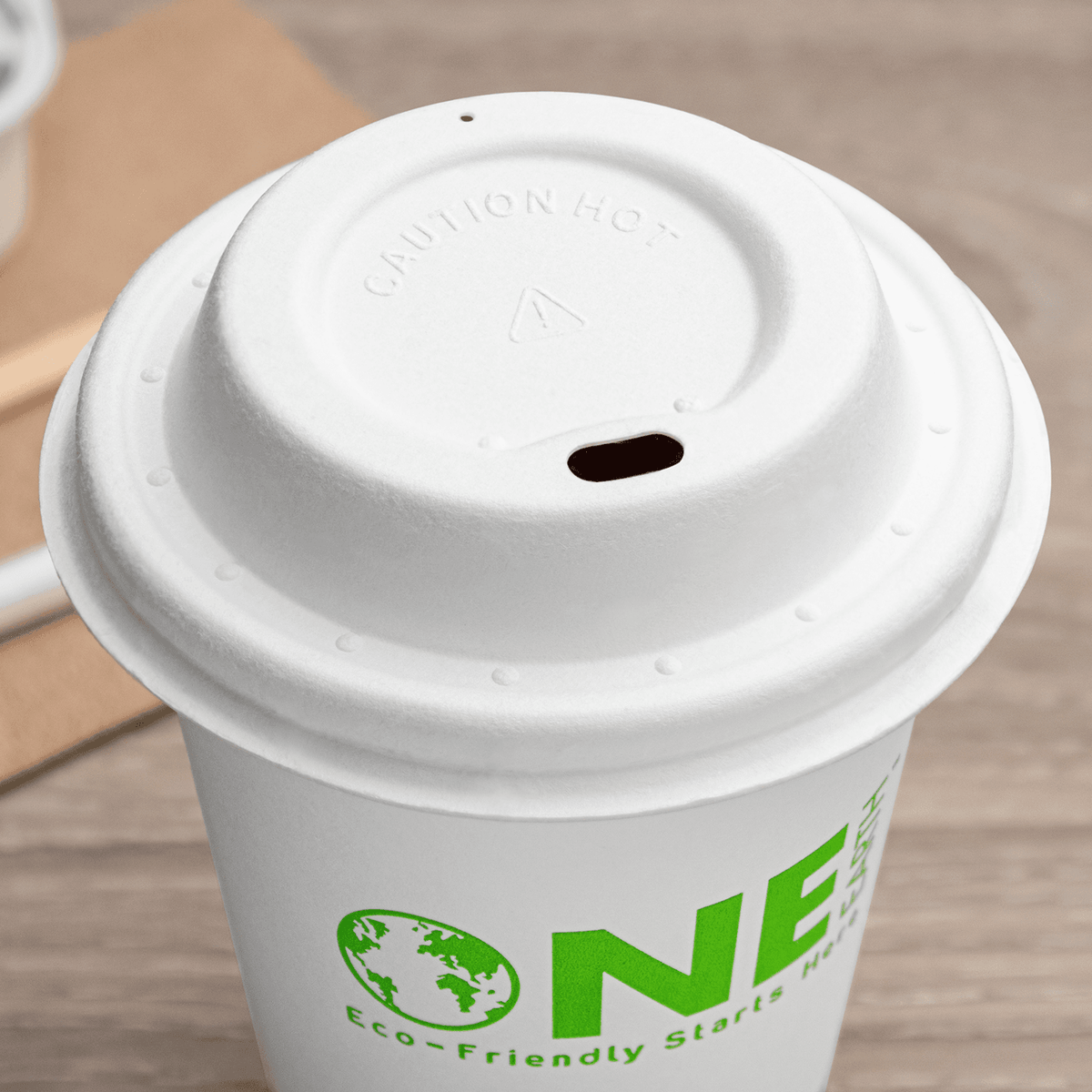 Karat Earth 80mm Bagasse Sipper Dome Lid for 8oz Hot Cup, White — 500 pcs — product photo 3