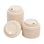 Karat Earth 80mm PFAS Free Bagasse Sipper Dome Lid for 8 oz. Hot Cup, Natural — 500 pcs — product photo 3