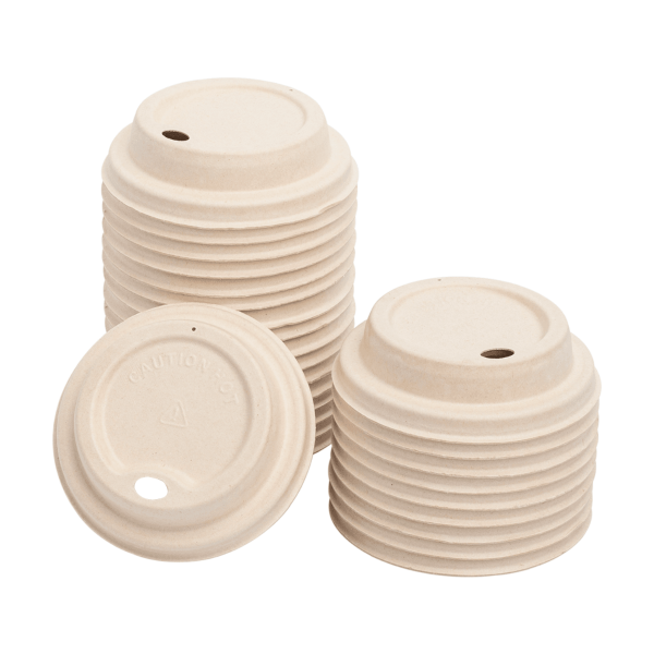 Karat Earth 80mm PFAS Free Bagasse Sipper Dome Lid for 8 oz. Hot Cup, Natural — 500 pcs — product photo 3