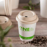 Karat Earth 80mm PFAS Free Bagasse Sipper Dome Lid for 8 oz. Hot Cup, Natural — 500 pcs — product photo 4