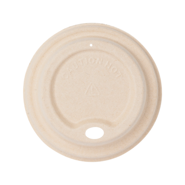 Karat Earth 80mm PFAS Free Bagasse Sipper Dome Lid for 8 oz. Hot Cup, Natural — 500 pcs — product photo 5