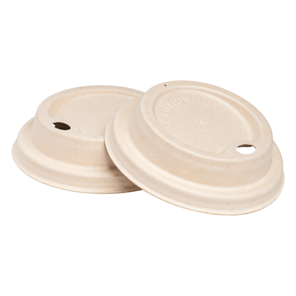 Karat Earth 80mm PFAS Free Bagasse Sipper Dome Lid for 8 oz. Hot Cup, Natural — 500 pcs — product photo 8