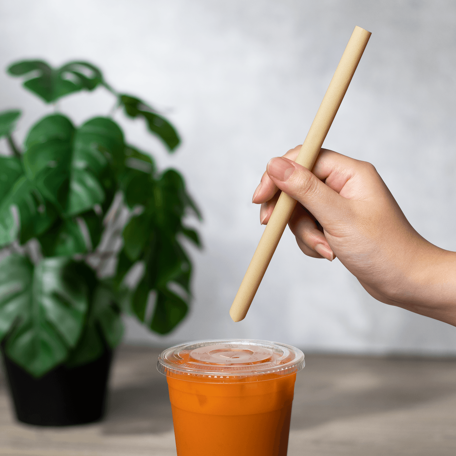 Karat Earth 9" Diagonal Cut Bamboo Fiber Colossal Straws (12mm) Paper Wrapped, Natural — 1,600 pcs
