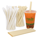Karat Earth 9" Diagonal Cut Bamboo Fiber Colossal Straws (12mm) Paper Wrapped, Natural — 1,600 pcs — product photo 2