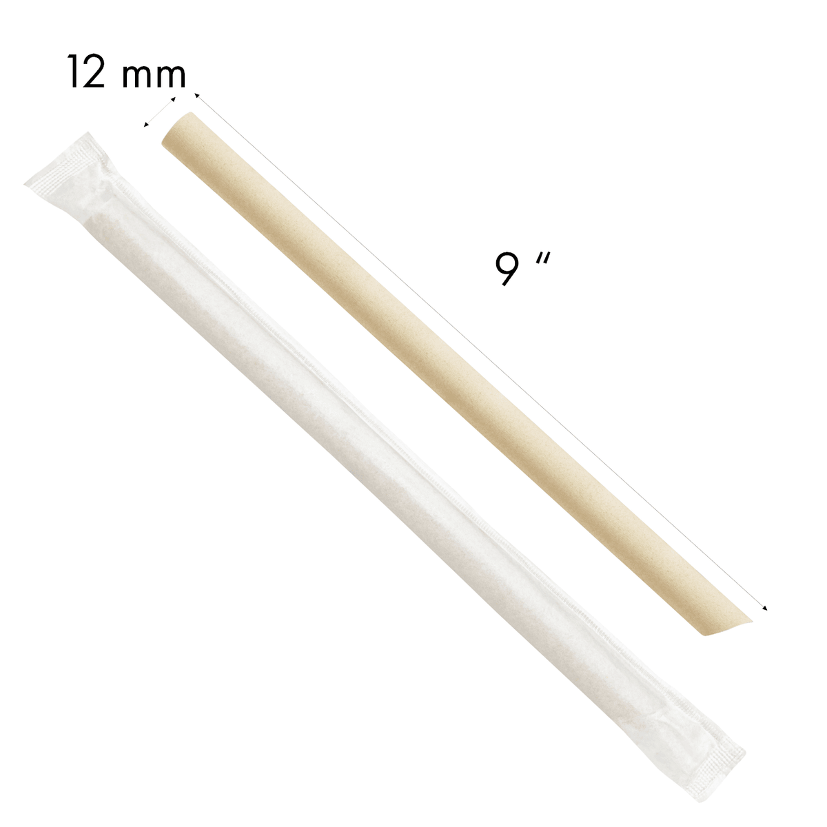 Karat Earth 9" Diagonal Cut Bamboo Fiber Colossal Straws (12mm) Paper Wrapped, Natural — 1,600 pcs — product photo 6