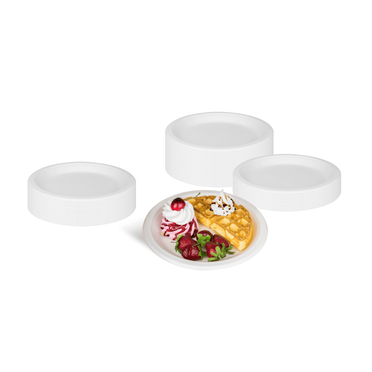 Karat Earth 9'' Molded Fiber Round Plates, PFAS Free, White — 500 pcs — product photo 4