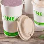Karat Earth 90mm PFAS Free Bagasse Sipper Dome Lids for 10-24oz Hot Cups, Natural — 500 pcs