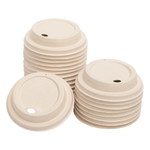 Karat Earth 90mm PFAS Free Bagasse Sipper Dome Lids for 10-24oz Hot Cups, Natural — 500 pcs — product photo 2