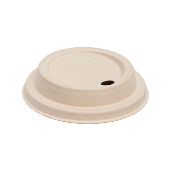 Karat Earth 90mm PFAS Free Bagasse Sipper Dome Lids for 10-24oz Hot Cups, Natural — 500 pcs — product photo 6