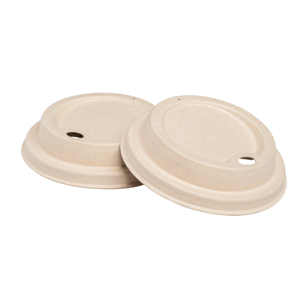 Karat Earth 90mm PFAS Free Bagasse Sipper Dome Lids for 10-24oz Hot Cups, Natural — 500 pcs — product photo 8