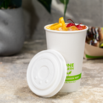 Karat Earth Compostable Fiber Paper Flat lid for 12-22 oz Paper Cold Cup (90mm) — 1,000 pcs
