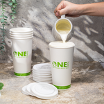 Karat Earth Compostable Fiber Paper Flat lid for 32 oz Paper Cold Cup (104.5mm) — 600 pcs — product photo 3