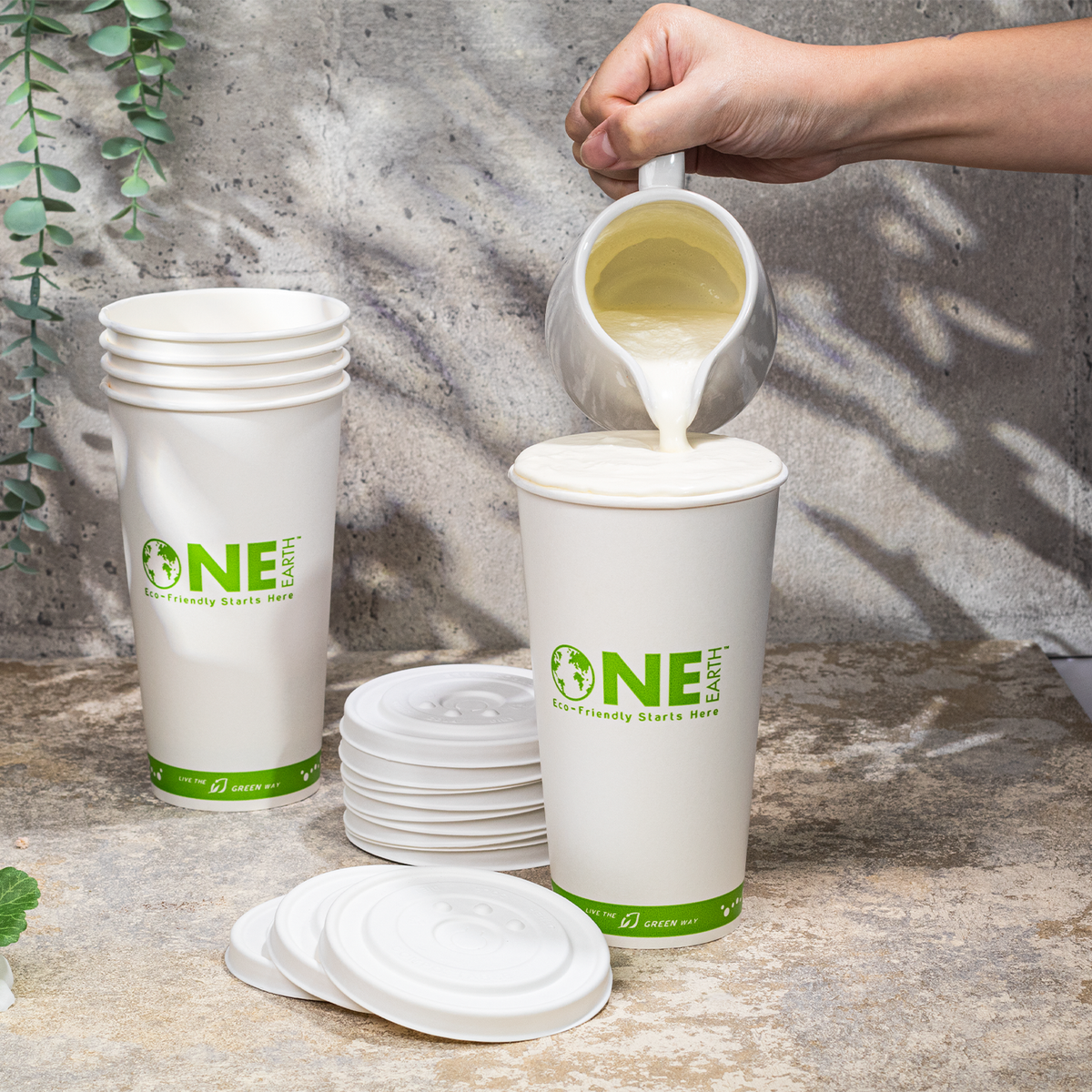 Karat Earth Compostable Fiber Paper Flat lid for 32 oz Paper Cold Cup (104.5mm) — 600 pcs — product photo 3