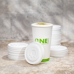 Karat Earth Compostable Fiber Paper Flat lid for 32 oz Paper Cold Cup (104.5mm) — 600 pcs — product photo 4