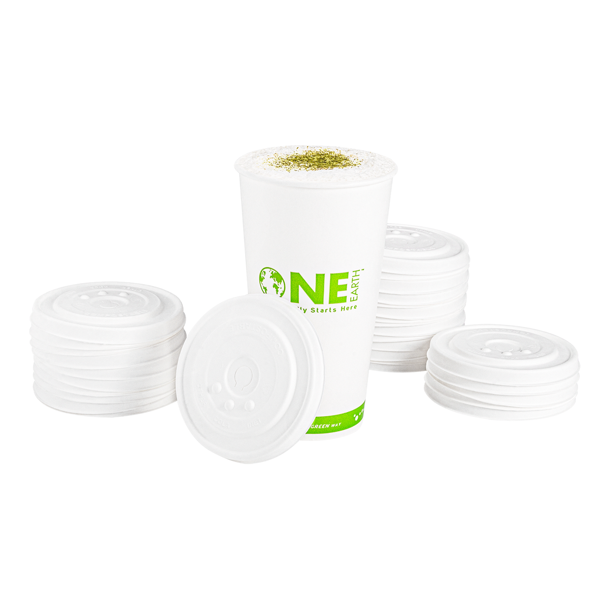 Karat Earth Compostable Fiber Paper Flat lid for 32 oz Paper Cold Cup (104.5mm) — 600 pcs — product photo 7