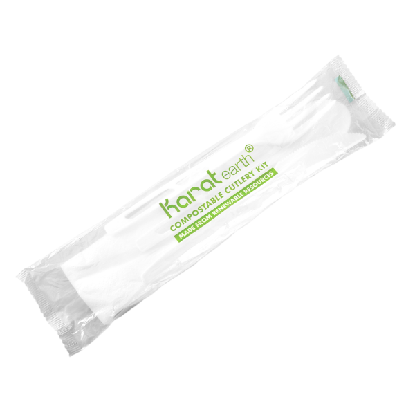 Karat Earth Heavy-Weight CPLA Compostable Cutlery Kits (Knife, Fork, Tea Spoon, 2-ply Napkin), White — 250 kits — product photo 4