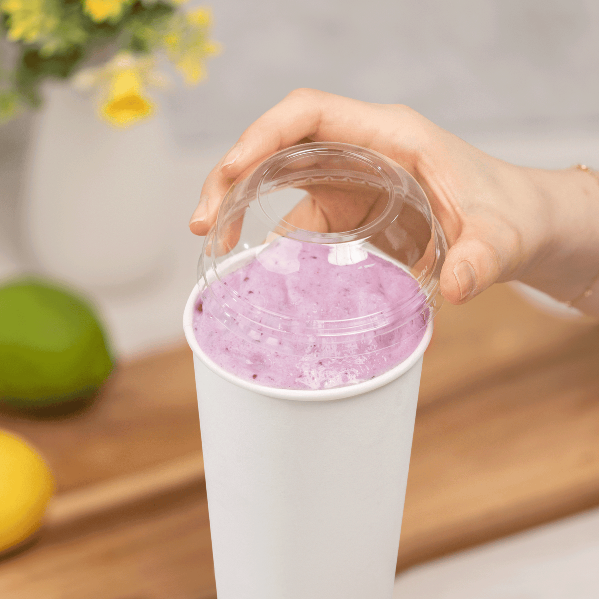Karat Earth Karat 90mm PET Dome lids for 12-22 Paper Cold Cup, Wide opening — 1,000 pcs — product photo 4